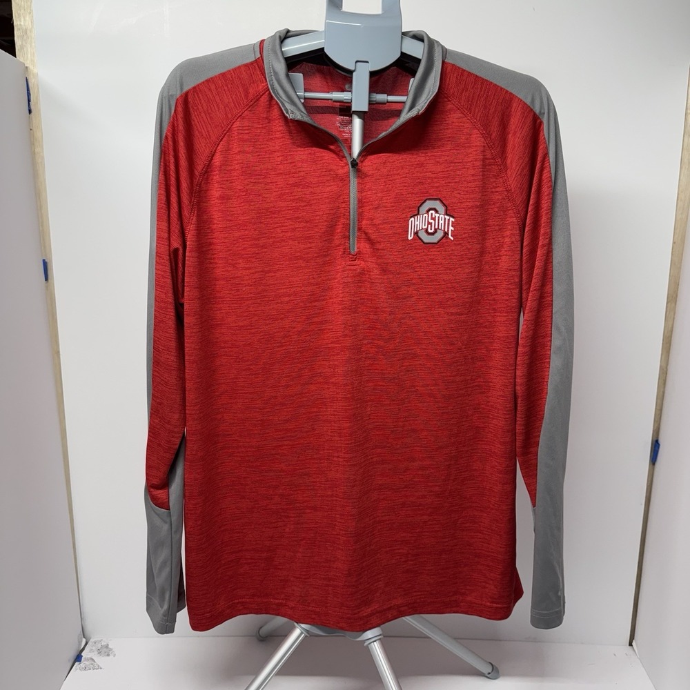 Colosseum Ohio State Buckeyes Men's XL Quarter Zip Jacket Red Gray